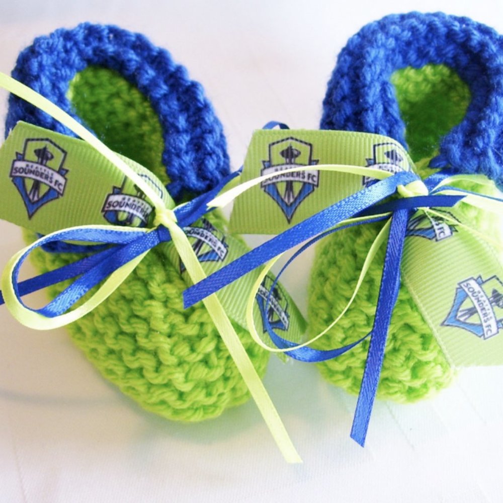 Seattle SOUNDERS Soccer Handmade Baby Booties *NEW*